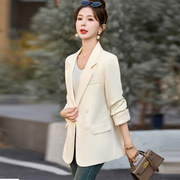 女装小西装2024春季韩版修身中长款双排扣短款小外套 RX8940