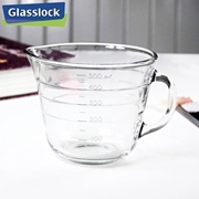 韩国glasslock钢化玻璃牛奶，杯带刻度透明水杯，微波炉专用杯子便携