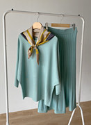 日本dholic2月时尚，露肩蝙蝠袖针织衫，长裙两件套1691475
