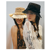 夏季欧美网红拉菲草帽d家，个性时尚t台走秀时装帽镂空大檐遮阳帽子