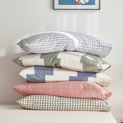 全棉色织水洗棉纯棉枕套一对装纯色单人枕用家用双人枕头套48×74