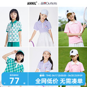 学院风安奈儿女童装Polo衫2024夏款T恤纯棉运动透气短袖上衣