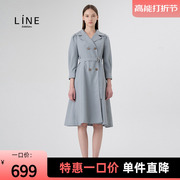 line夏季收腰长裙子女职业通勤设计感连衣裙NWOPME0100