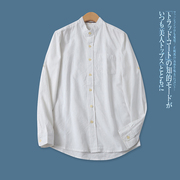棉麻衬衫春季外贸女装休闲百搭单排扣宽松立领，长袖衬衣16552