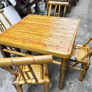竹桌椅组合户外庭院竹茶几，竹编椅子围炉，煮茶竹家具八仙桌竹制长桌