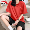 安踏红色运动套装女夏季速干薄款短袖短裤中学生体考跑步体育套装