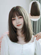新假发(新假发)女韩国锁骨发圆脸，修脸中短发齐肩发型中长款全头套式假发