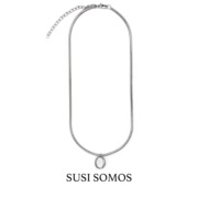 SUSI SOMOS 白水晶大项链 双台面天然水晶蛇骨长链男女