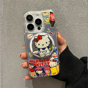 hellokitty猫带磁吸支架适用iphone15手机壳78苹果14保护套13女款12不撞款11xsxr气囊13promax大孔pro