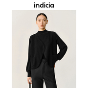 indicia 针织马甲背心短款外套上衣黑色女春秋季商场同款标记女装