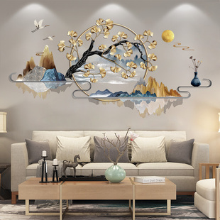 中国风3d立体客厅电视机背景，卧室墙面装饰布置创意墙贴画壁纸自粘