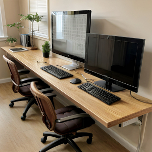挂壁式书桌面可定制纯松木电脑桌案台办公工作台双人学习桌台面
