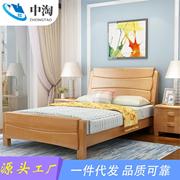 中式实木床双人床1.8米现代简约主卧婚床1.5儿童床单人高箱储物床