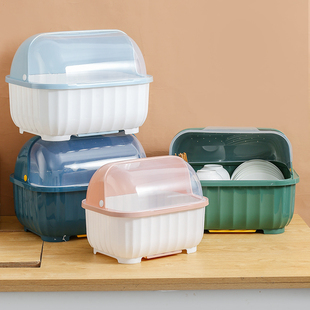 家用厨房碗筷收纳盒沥水碗架碗碟，收纳箱餐具收纳置物架小型碗柜