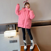 儿童大气棉服中大童，冬季外套女童休闲韩版女孩，加厚紫粉色棉衣