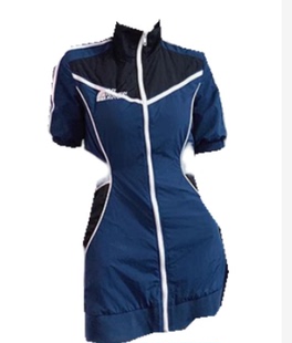 地球店蓝色镂空腰小心机设计感连衣裙，女运动休闲裙子