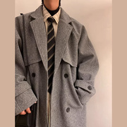 克苏鲁毛呢大衣男中长款加厚男装，轻熟风高级感外套，冬季谢尔比(谢尔比)风衣