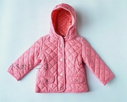 小S的店二店英国女小童粉红色薄款连帽夹棉外套薄棉衣 摇粒绒