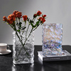 简约现代扁方形玻璃透明花瓶摆件样板间客厅室内软装创意花插花器