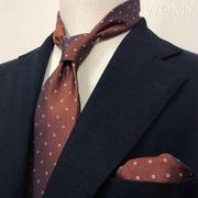 复古红色橘色结婚领带，男正装商务新郎伴郎，婚礼领带口袋巾套装