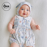 Oak Family婴儿包屁衣夏季纯棉三角哈衣宝宝满月无袖爬服