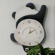 创意熊猫挂钟客厅时尚时钟卧室，静音摇摆钟表可爱儿童房餐厅装饰钟