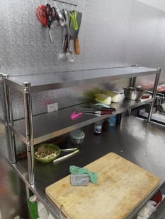 厨房不锈钢碗柜奶茶店台上收纳架工作台面立架碟架，操作台上置物架