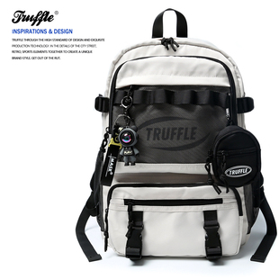 truffle潮牌大容量双肩包男电脑背包初中高中，书包女大学生旅行包