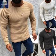 2024 men sweater欧美风秋冬时尚男士纯色针织衫修身帅气套头毛衣