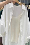 白色衬衫女2024年春夏季高级感法式长袖，宽松防晒纯棉衬衣外套