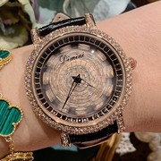 士手表潮流个性时尚皮表带式腕表款会转动镶钻蒂米妮女