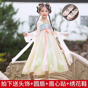 汉服女童春款儿童古装襦裙长袖，夏季2023女孩，中国风超仙连衣裙