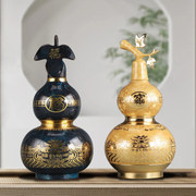 《百福临门》葫芦摆件客厅装饰工艺品公司招财开口铜葫芦