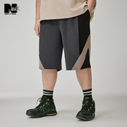 nmax大码潮牌男装2024夏季撞色拼接重磅，卫裤个性复古宽松短裤