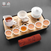 盖碗三才茶碗中式白瓷茶杯功夫茶具，套装陶瓷带盖泡茶用中号不烫手