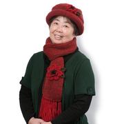 老人帽子女秋冬季中老年人奶奶羊毛线帽，女士保暖妈妈帽渔夫帽围巾