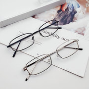 韩版复古方形扁眼镜框男近视，女ins潮平光镜，眼镜网红金丝框架眼镜