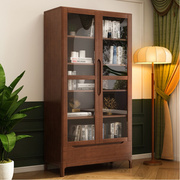 实木书柜北欧带门自由组合格子，柜带玻璃门书橱书架展示柜书房家具