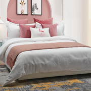 粉色儿童房女孩房样板间床品十件套售楼部家具店酒店软装可定制