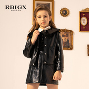 RBIGX瑞比克童装秋季设计感儿童女童休闲优雅淑女甜美外套皮衣