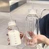 牛奶杯成人玻璃带吸管带，盖有刻度便携耐高温密封大学生透明喝水杯