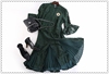 外贸原单欧美大牌优雅墨绿色高端车骨蕾丝两件套裙装
