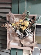 金色花园黄玫瑰干花装饰画相框画框相架摆台装饰花壁饰干花装饰画