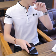 男士短袖t恤夏季立领衣服，韩版潮流polo衫，夏装纯色体恤男装
