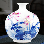 l景德镇陶瓷器青花斗彩名人，手绘大师花瓶插花中式客厅，家居装饰摆