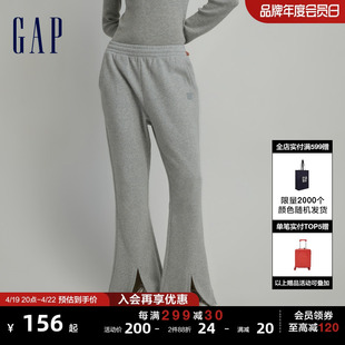 gap女装秋冬logo碳素，软磨高腰抓绒喇叭裤时尚，休闲针织长裤567732