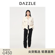 dazzle地素奥莱23春季工装，风短款锁扣白色，毛呢夹棉外套棉服