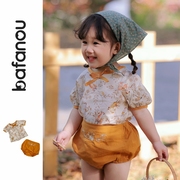 巴梵欧婴儿衣服夏天套装，两件套一岁女宝宝外出服韩版洋气时髦网红