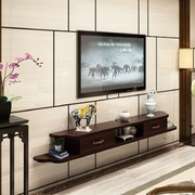 壁挂电视柜实木挂墙式创意简约客厅墙上置物架格子机顶盒架子轻奢