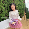 mini旦女童雪纺娃娃衫秋装，韩版女宝宝甜美洋气，喇叭袖休闲衬衫